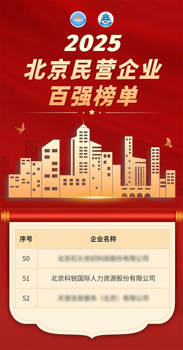 人力资源公司易币付 易币国际荣登北京市工商联发布的2025北京民营企业百强榜单